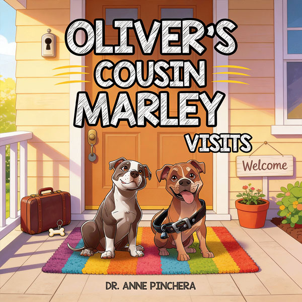 Children's book cover featuring two dogs on a colorful porch
