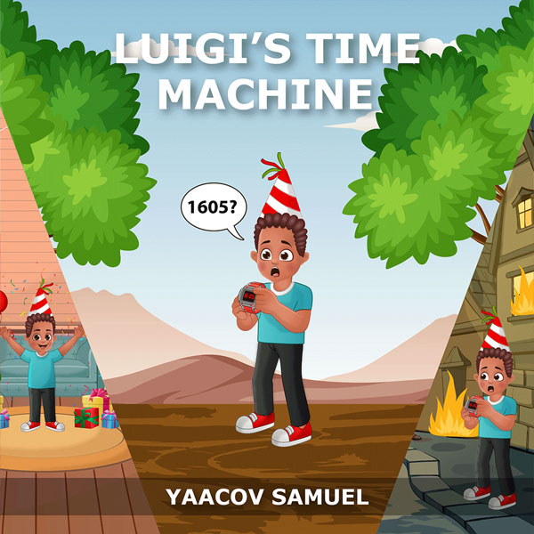 Children's adventure cover featuring a time-traveling child